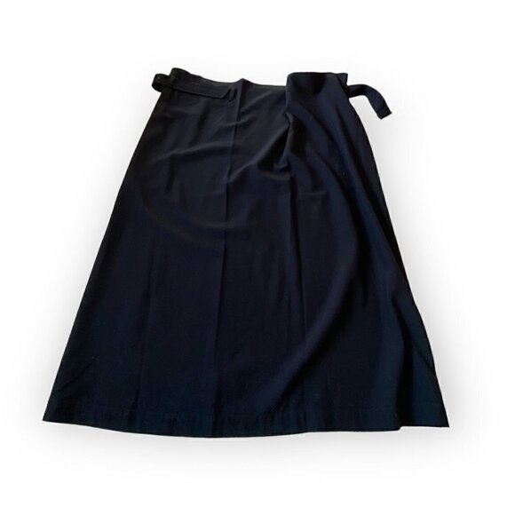 90s Comme des Garçons Tricot Navy Wool Belted Midi Skirt, Size M - Picture 5 of 14